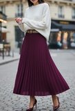 Purperen geplooide midi rok met taille riem_
