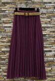 Purperen geplooide midi rok met taille riem_