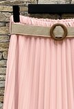 Licht rose geplooide midi rok met taille riem_