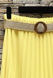 Licht gele geplooide midi rok met taille riem  TEMPORARY SOLD OUT_