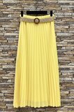 Licht gele geplooide midi rok met taille riem  TEMPORARY SOLD OUT_