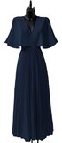 Elegante donker blauwe maxi plisse jurk _