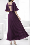 Elegante purperen maxi plisse jurk _