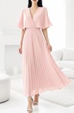 Elegante licht rose maxi plisse jurk _