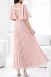 Elegante licht rose maxi plisse jurk _