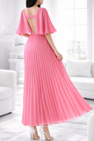Elegante rose maxi plisse jurk _