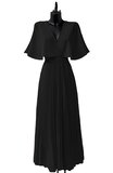 Elegante zwarte maxi plisse jurk _