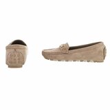 Kaki bruine suede mocassin Cora met gouden decoratie_