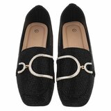 Zwarte elegante mocassin Cristina met gouden decoratie_