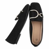 Zwarte elegante mocassin Cristina met gouden decoratie_