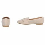 Beige elegante mocassin Cristina met gouden decoratie_