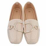 Beige elegante mocassin Cristina met gouden decoratie_