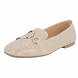 Beige elegante mocassin Cristina met gouden decoratie_