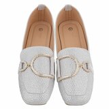 Élégants mocassins grises Cristina avec décorations dorées_