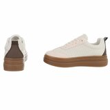 Sneakers plateforme beige Clauvie avec détails bruns_