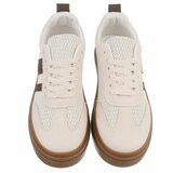 Sneakers plateforme beige Clauvie avec détails bruns_