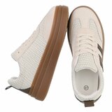 Sneakers plateforme beige Clauvie avec détails bruns_