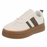 Sneakers plateforme beige Clauvie avec détails bruns_