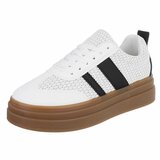 Witte platform sneakers Clauvie met zwart detail_