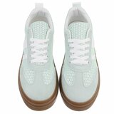 Groene platform sneakers Clauvie met wit detail_