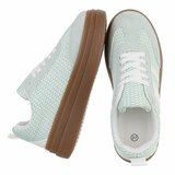 Groene platform sneakers Clauvie met wit detail_