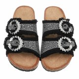 Mules Claire en denim noir avec boucles strass_