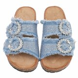 Mules Claire en denim bleu clair avec boucles strass_