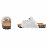 Mules Claire en denim blanc avec boucles strass_