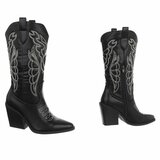 Zwarte cowboylaarzen met witte stiksels Clemencia_