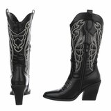 Zwarte cowboylaarzen met witte stiksels Clemencia_