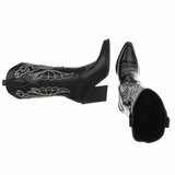 Zwarte cowboylaarzen met witte stiksels Clemencia_