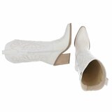 Witte cowboylaarzen met witte stiksels Clemencia_