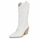Witte cowboylaarzen met witte stiksels Clemencia_