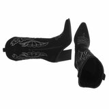 Zwarte suede cowboylaarzen met witte stiksels Clemencia_