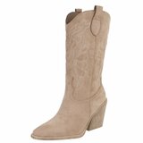 Kaki bruine suede cowboylaarzen met stiksels Clemencia_