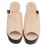 Beige platform mules met zwarte wedgezool Cintia_