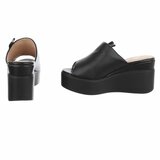 Zwarte platform mules met zwarte wedgezool Cintia_