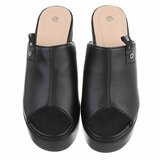 Zwarte platform mules met zwarte wedgezool Cintia_