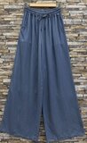 Ultra soft blauwe denim palazzo broek met elastische taille_