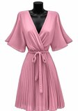 Korte oud rose cross heart plisse jurk _
