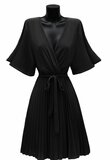 Korte zwarte cross heart plisse jurk _