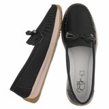 Zwarte comfort mocassins met strikdetail Cires_