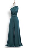 Trendy teal blauwe multy way armloze jumpsuit _