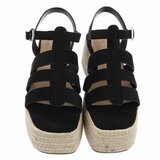 Zwarte plateau sandalen Cecili met gevlochten zool_