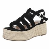 Zwarte plateau sandalen Cecili met gevlochten zool_