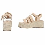 Beige plateau sandalen Cecili met gevlochten zool_