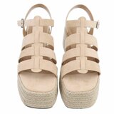 Beige plateau sandalen Cecili met gevlochten zool_