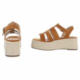 Camel plateau sandalen Cecili met gevlochten zool_