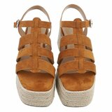 Camel plateau sandalen Cecili met gevlochten zool_