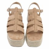 Kaki bruine plateau sandalen Cecili met gevlochten zool_
